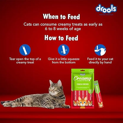 Drools Creamy Lickable Cat Treat Crab and Chicken (Pack of 1 Pouches, 75 Grams) for All Life Stages