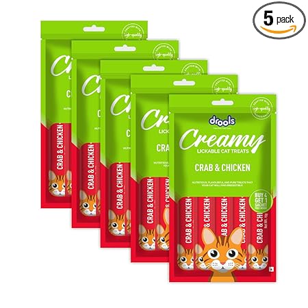 Drools Creamy Lickable Cat Treat Crab and Chicken (Pack of 1 Pouches, 75 Grams) for All Life Stages