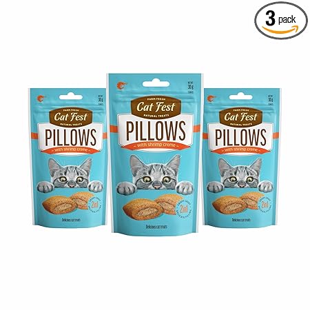 Cat fest Pillows Shrimp Creamy Filling, Cat Treats 100% Natural|0% Artificial Flavor, Color or Preservative |for All Cat & Kitten Breeds