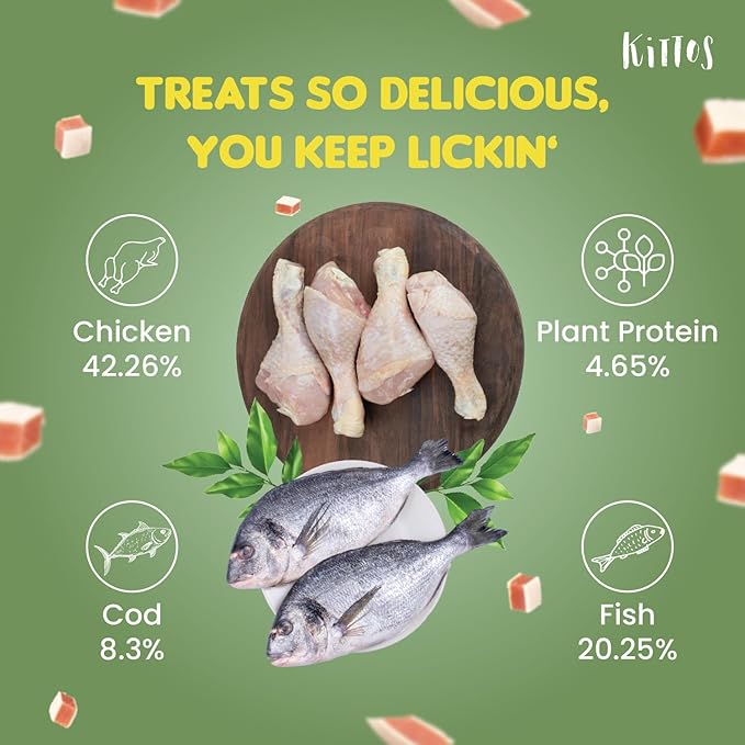 Kittos Protein Rich Fish Chicken Cubes (35g) Treats – All Cat Breeds for Training & Rewards (Pack of 1)