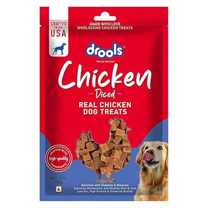 Drools Chicken Diced Dog Treats,70 Gm Pack | Rich in Protein, No Artificial Preservatives | Best for Training & Bonding | for Puppy & Adult | Formulated in USA | Premium Treats |