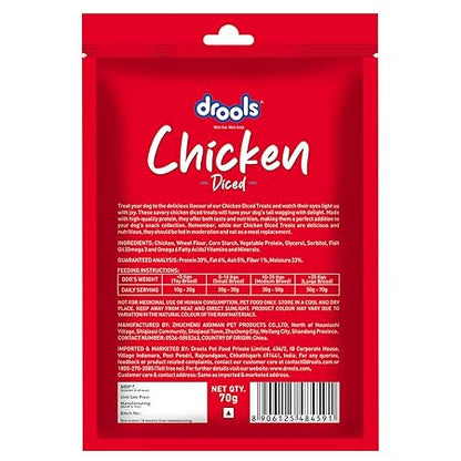 Drools Chicken Diced Dog Treats,70 Gm Pack | Rich in Protein, No Artificial Preservatives | Best for Training & Bonding | for Puppy & Adult | Formulated in USA | Premium Treats |