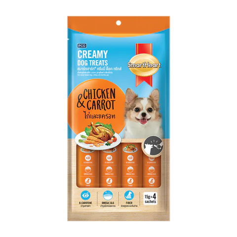 SmartHeart Dog Creamy Treats Chicken & Carrot 15g x 4