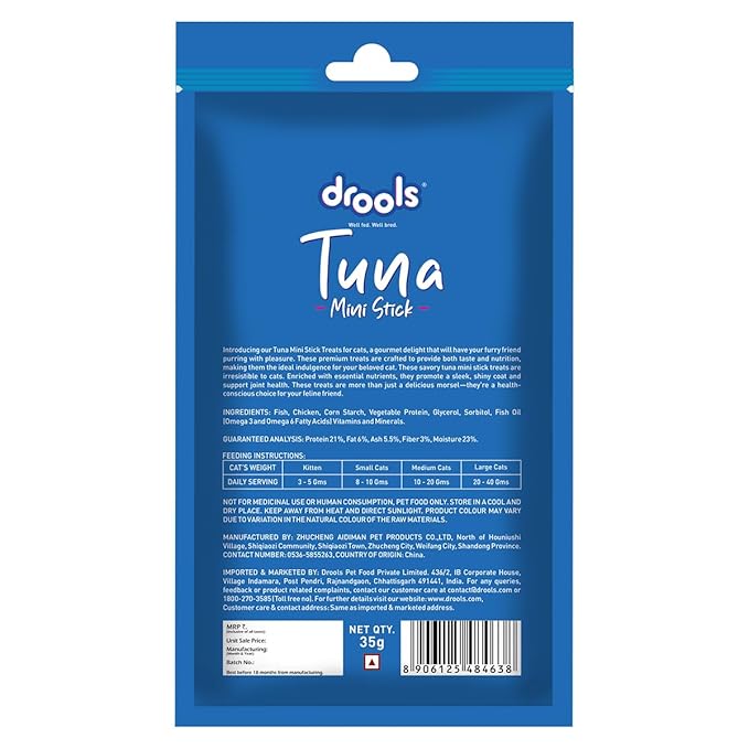 Drools Real Tuna Mini Sticks, Cat Treats, 35gm | Rich in Protein, No Artificial Preservatives | Best for Training & Bonding | for Kitten & Adult | Formulated in USA | Premium Treats |