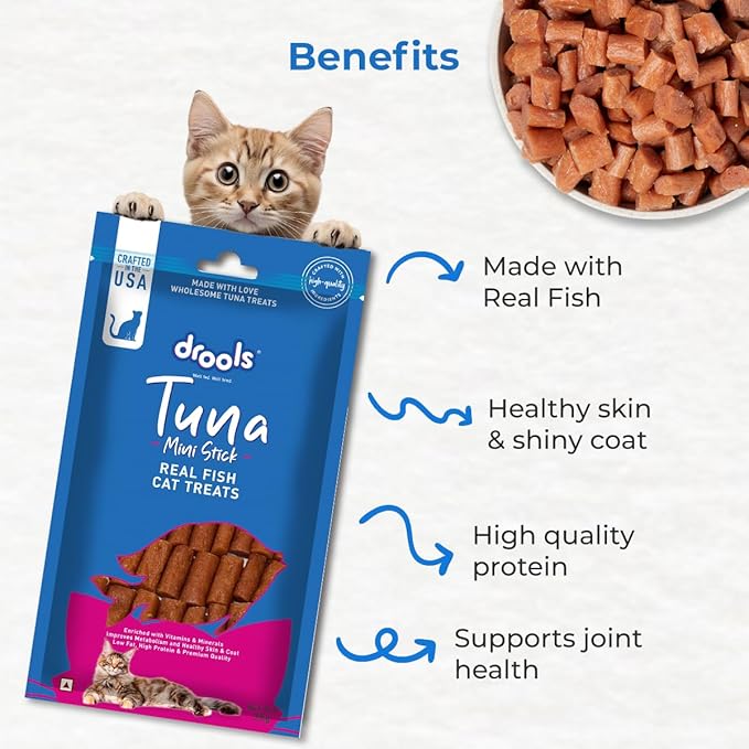 Drools Real Tuna Mini Sticks, Cat Treats, 35gm | Rich in Protein, No Artificial Preservatives | Best for Training & Bonding | for Kitten & Adult | Formulated in USA | Premium Treats |