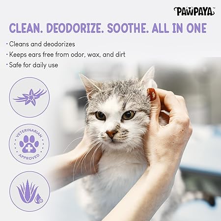 Ear Wipes for Dogs & Cats | Aloe Vera, Vitamin E & Eucalyptus Formula | Hypoallergenic, Alcohol-Free, 25 Soft & Safe Wipes