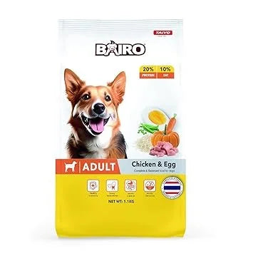 Bairo Chicken & Egg Recipe, Adult Dog Food Complete and Balanced for All Dog Food 1.1Kg