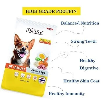 Bairo Chicken & Egg Recipe, Adult Dog Food Complete and Balanced for All Dog Food 1.1Kg