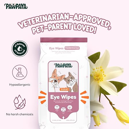 Dog & Cat Eye Wipes | Gentle Tear Stain Remover | Aloe Vera & Chamomile Formula | Hypoallergenic, Alcohol-Free Eye Cleaning Wipes for Pets | Soft Daily Care Wipes | 25 Wipes Pack