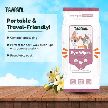 Dog & Cat Eye Wipes | Gentle Tear Stain Remover | Aloe Vera & Chamomile Formula | Hypoallergenic, Alcohol-Free Eye Cleaning Wipes for Pets | Soft Daily Care Wipes | 25 Wipes Pack