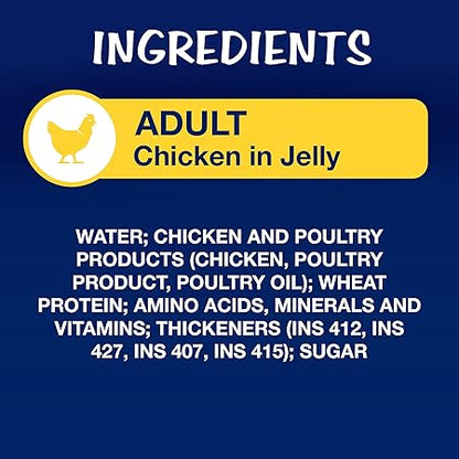 Purina Felix with Chicken in Jelly | Wet Food for Adults | Complete and Balanced Cat Food, Pack of 12 Pouches (12 x 85 g)