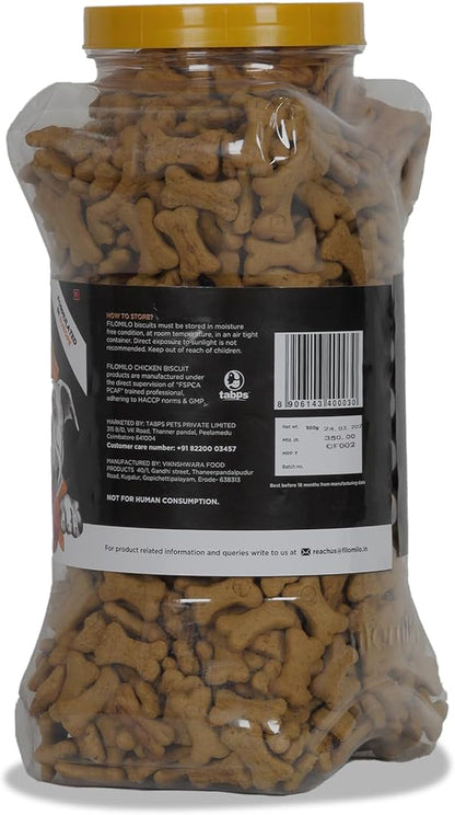 Filomilo– Real Chicken Biscuits (Treats) with Ayurvedic Brahmi Powder for All Type of Dogs (1kg - Chicken Flavour)