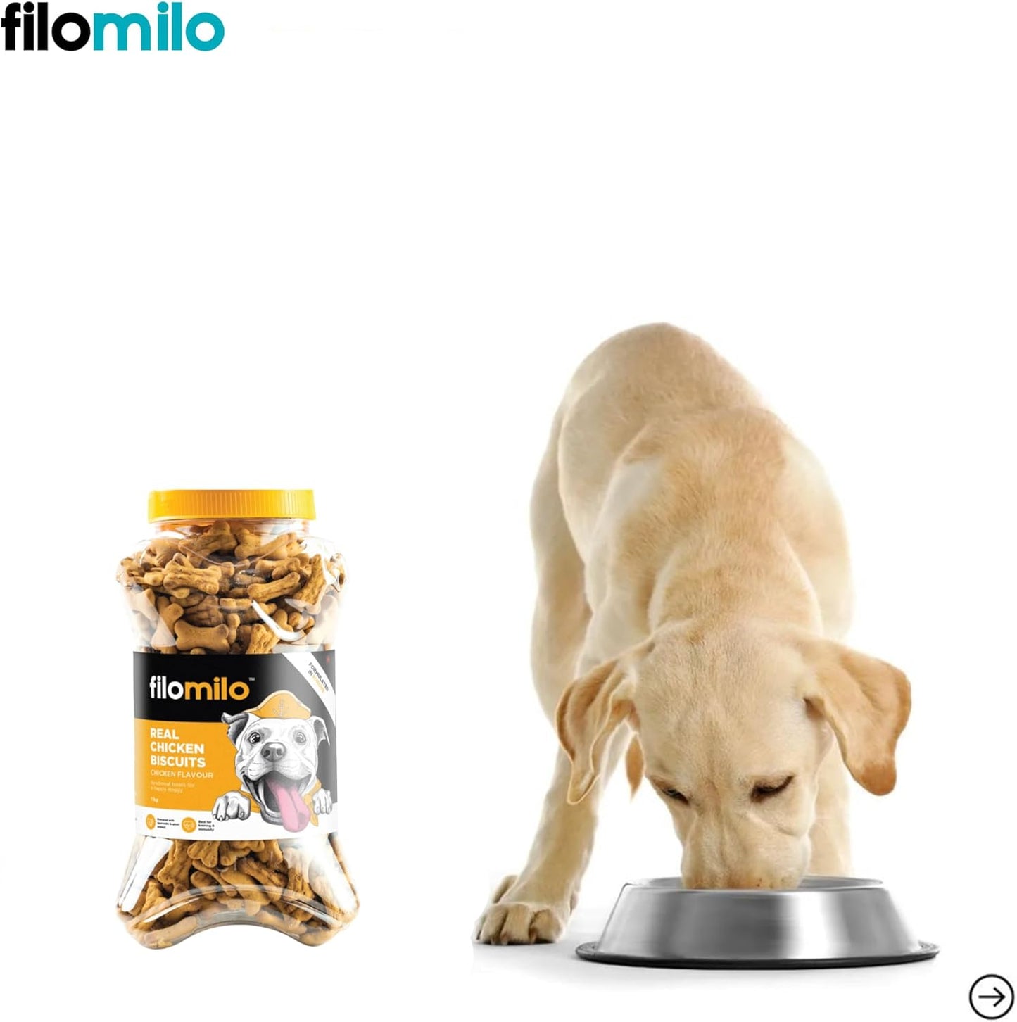 Filomilo– Real Chicken Biscuits (Treats) with Ayurvedic Brahmi Powder for All Type of Dogs (1kg - Chicken Flavour)