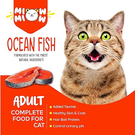 TAIYO Miow Miow Adult Ocean Fish,Dry Cat Food, Complete and Balanced Diet, Formulated with The Finest Natural Ingredients, Vitamins and Minerals, 2.8 Kg