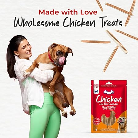 Drools Real Fish Cod Sandwich Dog Treats, 70gm | Rich in Protein, No Artificial Preservatives | Best for Training & Bonding | for Puppy & Adult | Formulated in USA | Premium Treats |