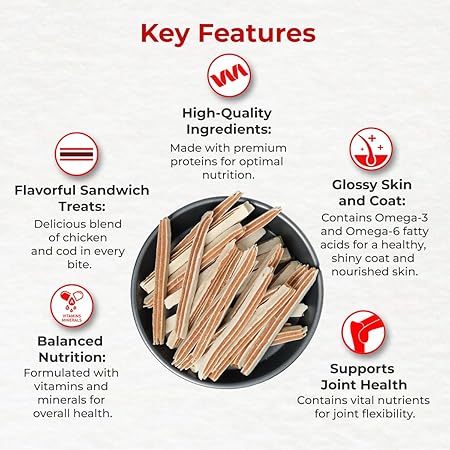 Drools Real Fish Cod Sandwich Dog Treats, 70gm | Rich in Protein, No Artificial Preservatives | Best for Training & Bonding | for Puppy & Adult | Formulated in USA | Premium Treats |