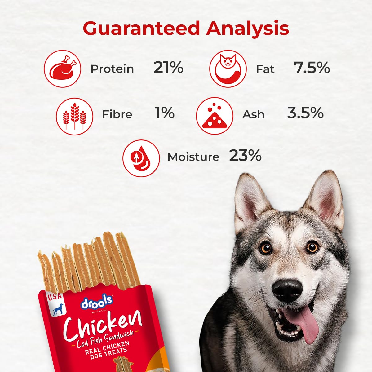 Drools Real Fish Cod Sandwich Dog Treats, 70gm | Rich in Protein, No Artificial Preservatives | Best for Training & Bonding | for Puppy & Adult | Formulated in USA | Premium Treats |