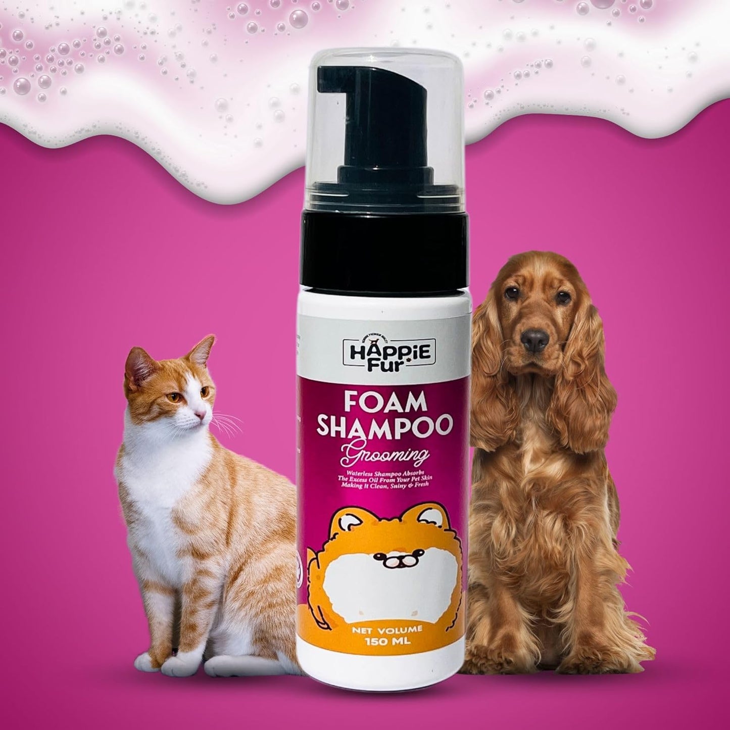 Pet Waterless Shampoo with (Strawberry Scent) 150ml | Quikclean Waterless Shampoo for Dogs and Cats