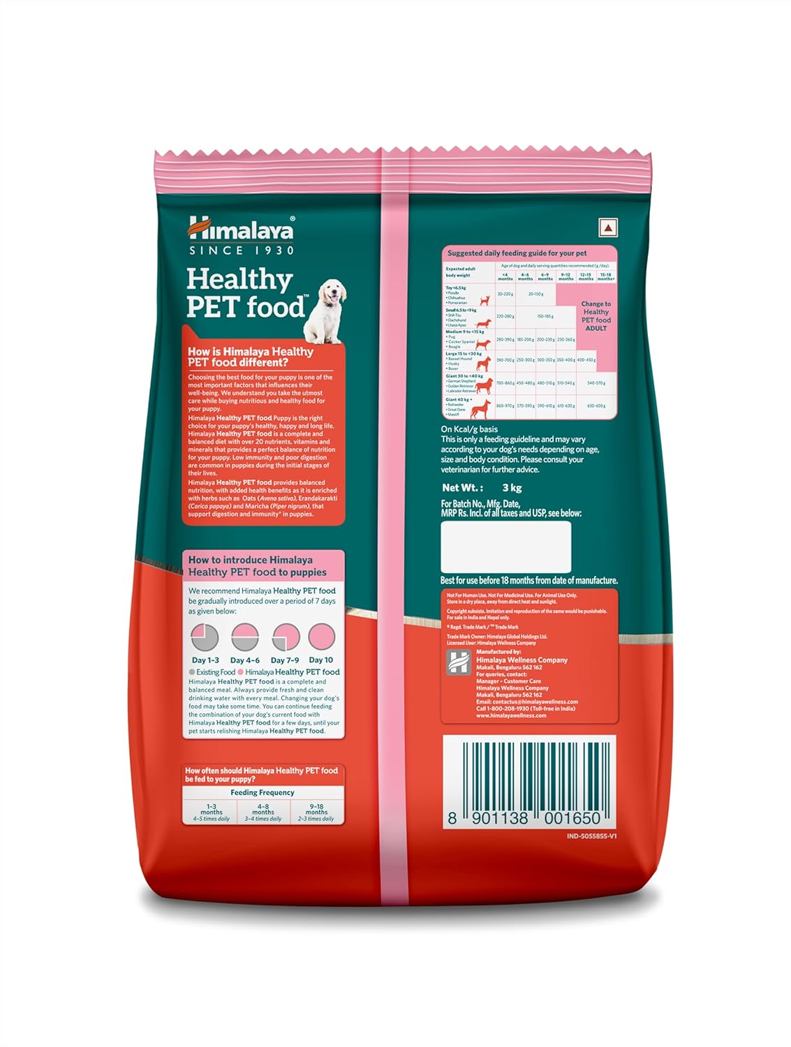 Himalaya Healthy Puppy Dry Dog Food, Chicken & Milk 3Kg