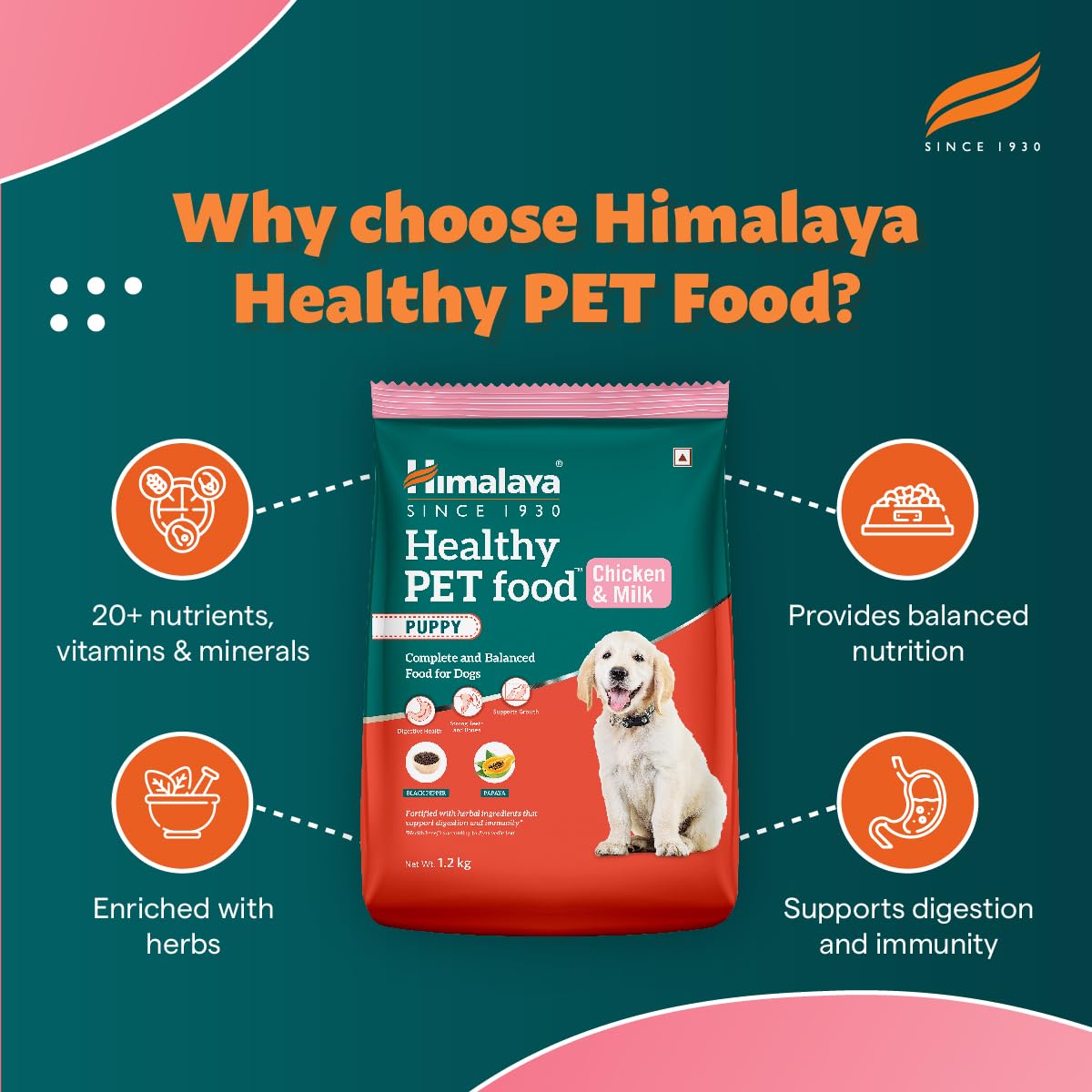 Himalaya Healthy Puppy Dry Dog Food, Chicken & Milk 3Kg