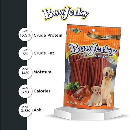 Rena Bow Jerky Dog Treats for All Life Stages - Protein Rich Chicken Stick for Training, Reward and Snacking, 200 gm