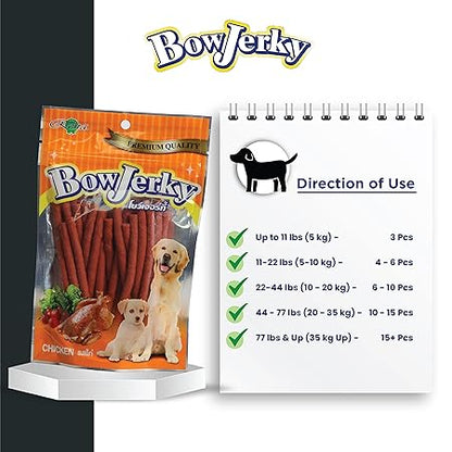 Rena Bow Jerky Dog Treats for All Life Stages - Protein Rich Chicken Stick for Training, Reward and Snacking, 200 gm