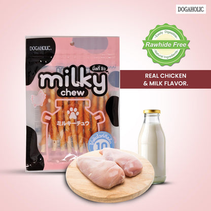 Dogaholic Milky Chews Sticks with Chicken Treat For Dog Above 2 Months (10 Pieces)