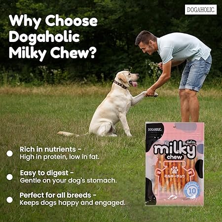 Dogaholic Milky Chews Sticks with Chicken Treat For Dog Above 2 Months (10 Pieces)