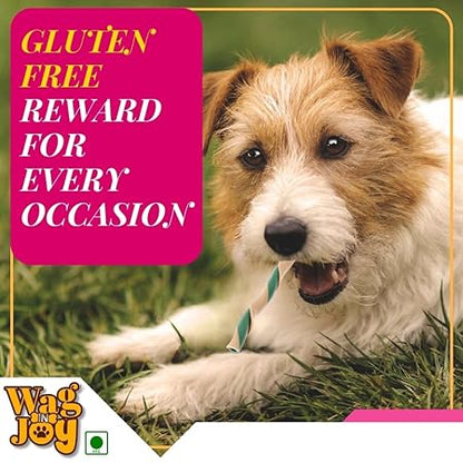 Wag in Joy Fruit Magic Veg Treats for Dogs | Vitamin C, Calcium Enriched | Gluten Free | Mix Fruit, Strawberry, Blueberry & Banana Flavour, 125 gm (Twisted Shape)