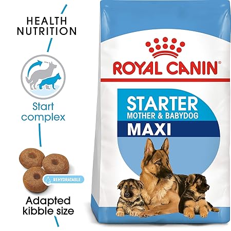 Royal Canin Maxi Starter, Mother & Babydog Food, 4 Kg, Dry Food, Supports Complex Natural Defence & digestive health, Provides Gestation/Lactation Support, Supports Easy rehydration