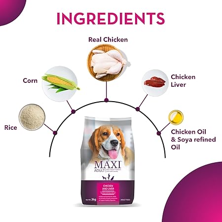 Maxi Adult Dry Dog Food, Chicken and Liver, 20 kg Pack.