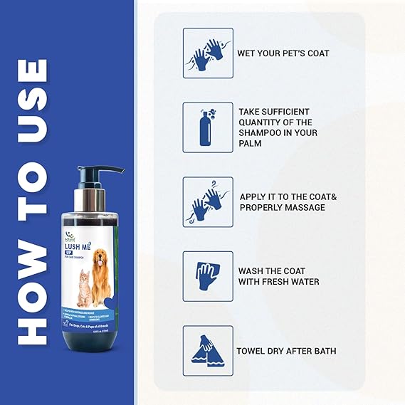 Natural Remedies Lush me Up Dog Shampoo and Coat Wash for Hydrating, Cleansing and Shine - Cat Shampoo - 100% Hypoallergenic - Suitable for All breeds - Softens and Bounces - Paraben Free, 5.91 fl.Oz. 175ml