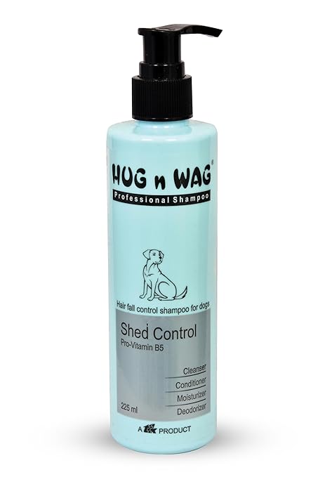 Hug N Wag Shed Control Shampoo for Dogs, 225 ml,Hair Fall Control Shampoo 225
