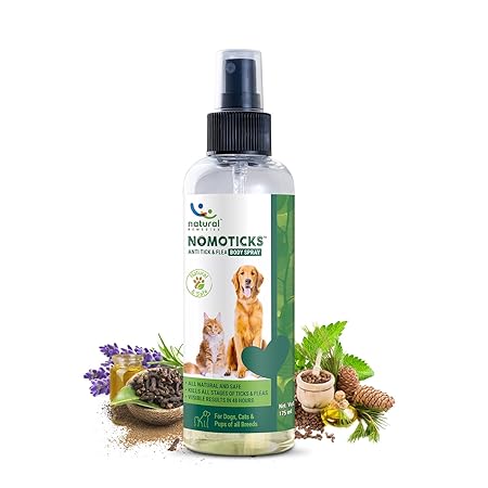 Natural Remedies Nomoticks Anti-Tick & Flea Body Spray for Dogs, Cats & Puppies, Kills Ticks & Fleas, Relieves Itching, Scratching & Irritation, Daily Use, Chemical-Free for All Breeds, 100 ml Visit the Natural Remedies Store