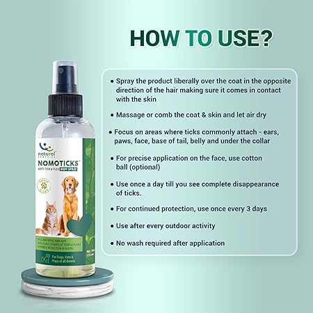 Natural Remedies Nomoticks Anti-Tick & Flea Body Spray for Dogs, Cats & Puppies, Kills Ticks & Fleas, Relieves Itching, Scratching & Irritation, Daily Use, Chemical-Free for All Breeds, 100 ml Visit the Natural Remedies Store