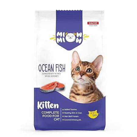 Taiyo Miow Miow Kitten Ocean Fish, Dry Cat Food, Complete and Balanced Diet, Formulated with The Finest Natural Ingredients, Vitamins and Minerals, 1 Kg