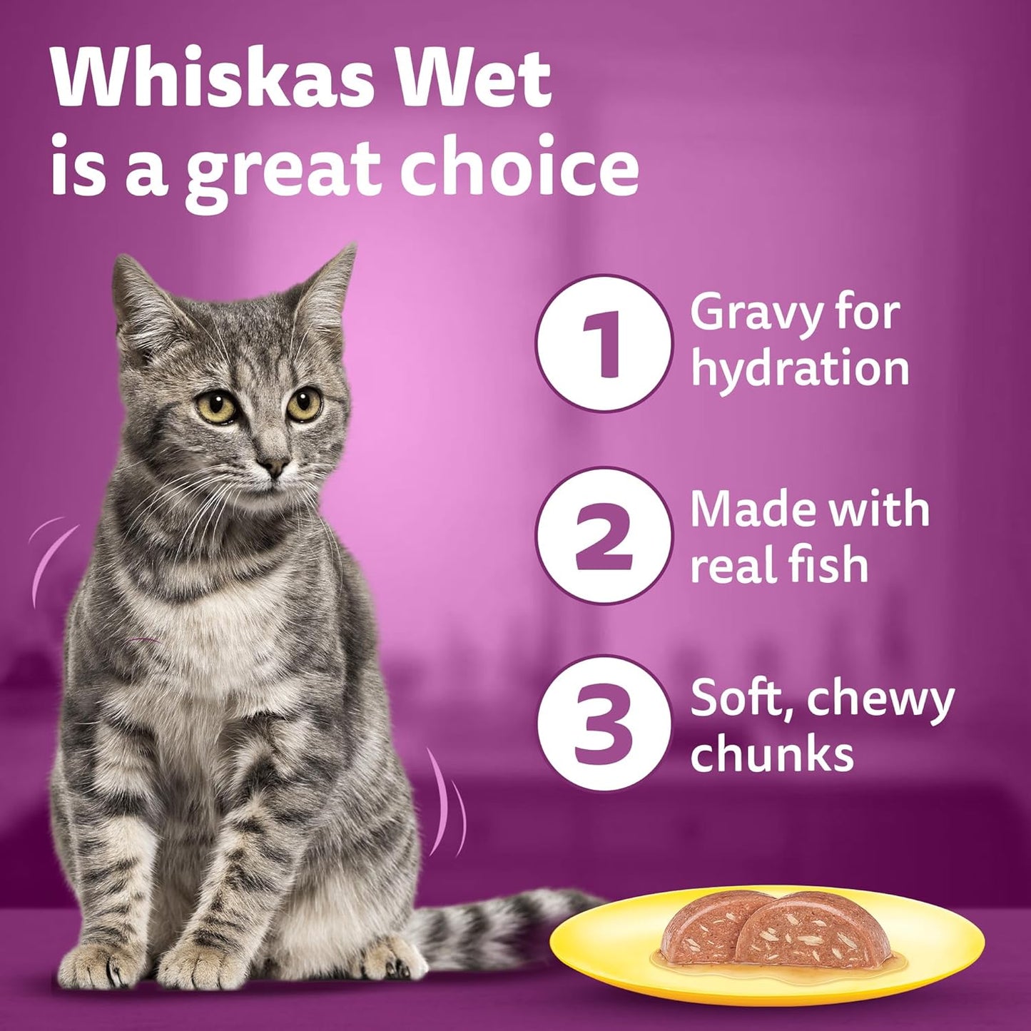 Whiskas Adult (1+ Years) Wet Cat Food, Tuna & White Fish Flavour, 80 g x 14, 100% Complete & Balanced Nutrition, Supports Healthy Immune System