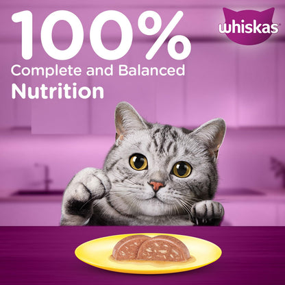Whiskas Adult (1+ Years) Wet Cat Food, Tuna & White Fish Flavour, 80 g x 14, 100% Complete & Balanced Nutrition, Supports Healthy Immune System
