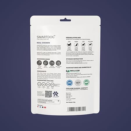 SmartDog Smartstix Chewy Meat Sticks, 85g - High Protein Dog Treats, Real Chicken, 3 Flavors, Ziplock Pack