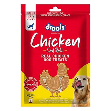 Drools Real Chicken Cod Roll Dog Treats, 70gm | Rich in Protein, No Artificial Preservatives | Best for Training & Bonding | for Puppy & Adult | Formulated in USA | Premium Treats |