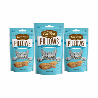 Cat fest Pillows Salmon Creamy Filling, Cat Treats|100% Natural|0% Artificial Flavor, Color or Preservative for All Cat & Kitten Breeds