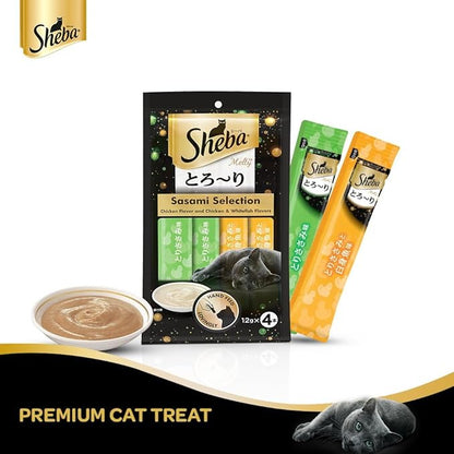 Sheba Melty Premium Cat Treat , Chicken & Chicken Whitefish flavour, 48g Pack(4 Sticks)
