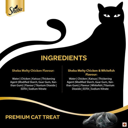 Sheba Melty Premium Cat Treat , Chicken & Chicken Whitefish flavour, 48g Pack(4 Sticks)
