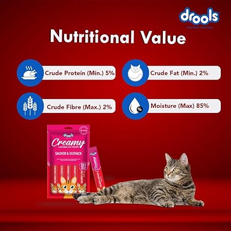 Drools Creamy Lickable Cat Treat Salmon & Skipjack (Pack of 1 Pouches, 75g), All Life Stages