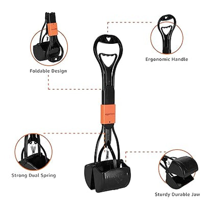 Amazon Basics Folding Jaw Clamp Poop Scooper | Pet Waste Picker | Large