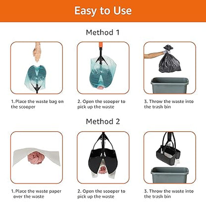 Amazon Basics Folding Jaw Clamp Poop Scooper | Pet Waste Picker | Large