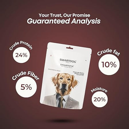 SmartDog Smartstix 85g, Chewy Meat Sticks for Adult Dogs and Puppies, High Protein Dog Treats for Training and Snacks, Made of Real Chicken Meat, Ziplock Pack, Chicken & Pomegranate (Pack of 1)