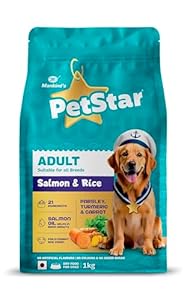 Mankind Petstar Adult Dry Dog Food (High Protein) Salmon & Rice Flavor, 1kg Pack | Improves Muscle & Strength, Supports Immunity, Protects Liver & Kidney