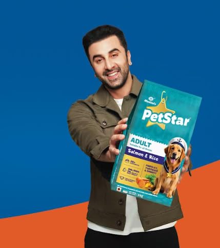 Mankind Petstar Adult Dry Dog Food (High Protein) Salmon & Rice Flavor, 1kg Pack | Improves Muscle & Strength, Supports Immunity, Protects Liver & Kidney