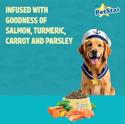 Mankind Petstar Adult Dry Dog Food (High Protein) Salmon & Rice Flavor, 1kg Pack | Improves Muscle & Strength, Supports Immunity, Protects Liver & Kidney